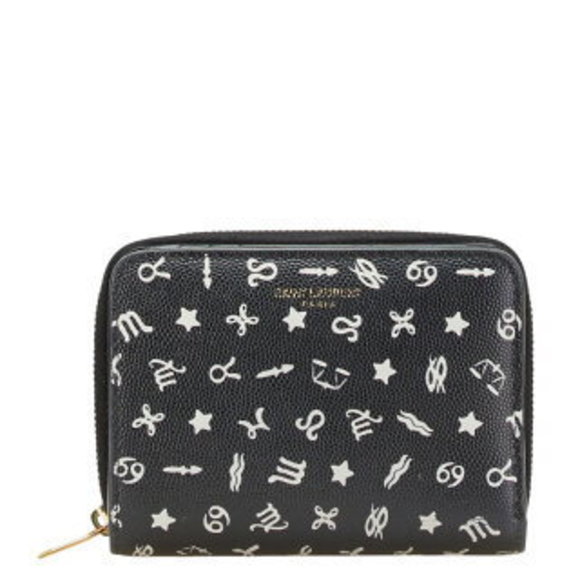 Saint Laurent Zodiac Zip Bifold Wallet Black White Leather - Picture 1 of 8